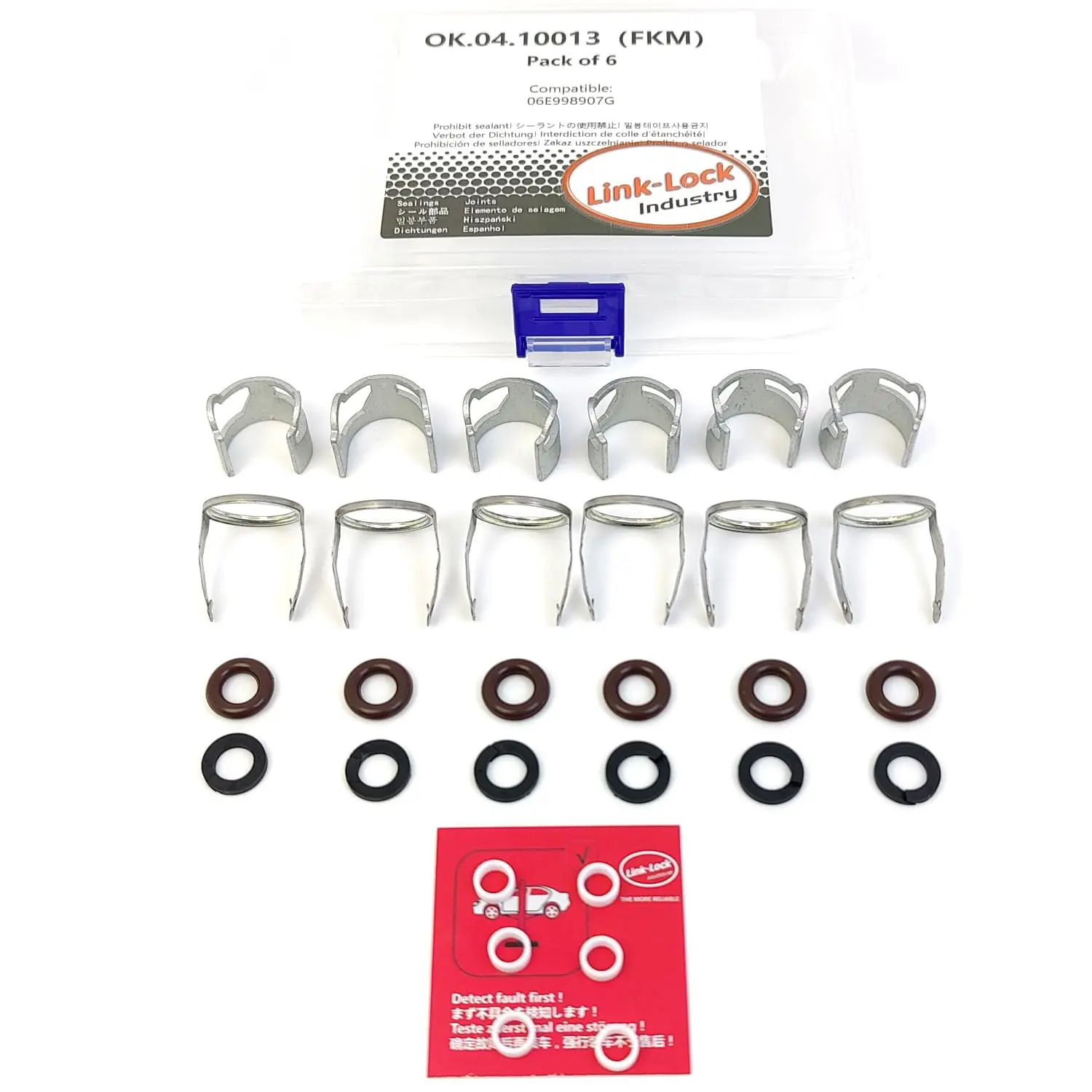 LINK-LOCK 6Set OK.04.10013 fuel injector repair kit 06E998907G with FKM Viton O-RING For VW For AUDI 3.2F 2.8F CALA BAR
LINK-LOCK 6Set OK.04.10013 fuel injector repair kit 06E998907G with FKM Viton O-RING For VW For AUDI 3.2F 2.8F CALA BAR
