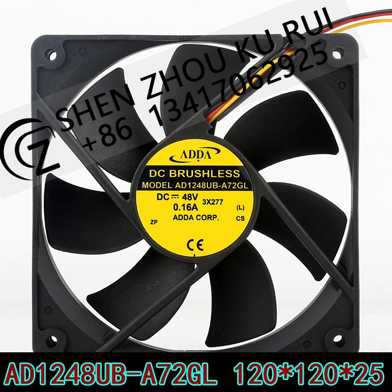 New ADDA 48V 0.16A 12025 120X120X25MM 12CM Industrial inverter three-wire cabinet AD1248UB-A72GL cooling fan
New ADDA 48V 0.16A 12025 120X120X25MM 12CM Industrial inverter three-wire cabinet AD1248UB-A72GL cooling fan