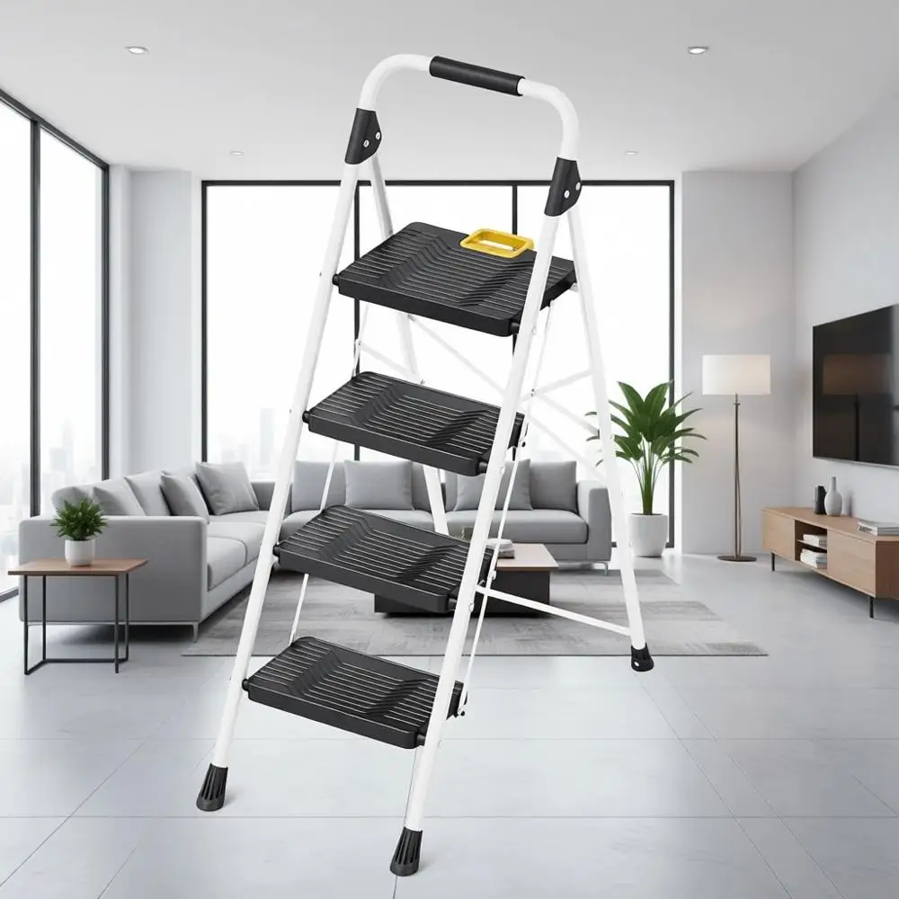 4-Step Folding Ladder, 800lb Capacity, Safety Lock, Non-Slip Treads, Handrail, Lightweight, Ideal for Home, Kitchen, Pantry, Clo
4-Step Folding Ladder, 800lb Capacity, Safety Lock, Non-Slip Treads, Handrail, Lightweight, Ideal for Home, Kitchen, Pantry, Clo