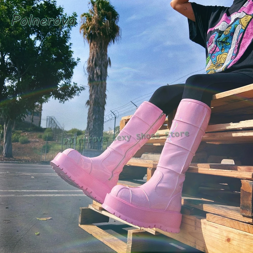 Pink Platform Patchwork Y2K Boots Round Toe Thick Sole Zipper Closure Solid Spicy Girl Knee High Boots 2025 New Arrivals Trend
Pink Platform Patchwork Y2K Boots Round Toe Thick Sole Zipper Closure Solid Spicy Girl Knee High Boots 2025 New Arrivals Trend