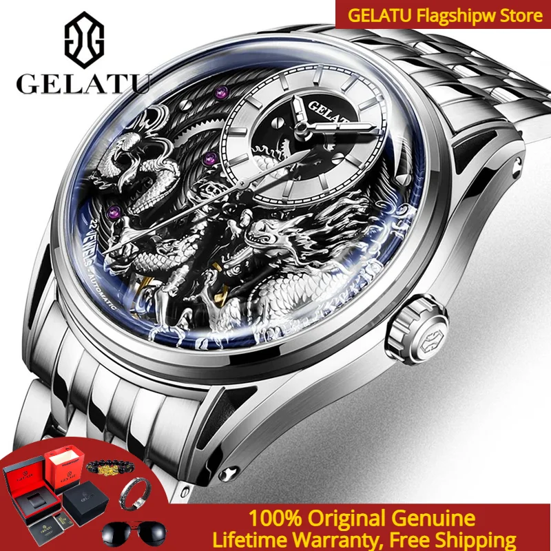 GELATU 6018 Men Watch Luxury Relief Dragon Men Automatic Mechanical Watch Waterproof Watch Top Brand Sports Watch Reloj Hombre
GELATU 6018 Men Watch Luxury Relief Dragon Men Automatic Mechanical Watch Waterproof Watch Top Brand Sports Watch Reloj Hombre