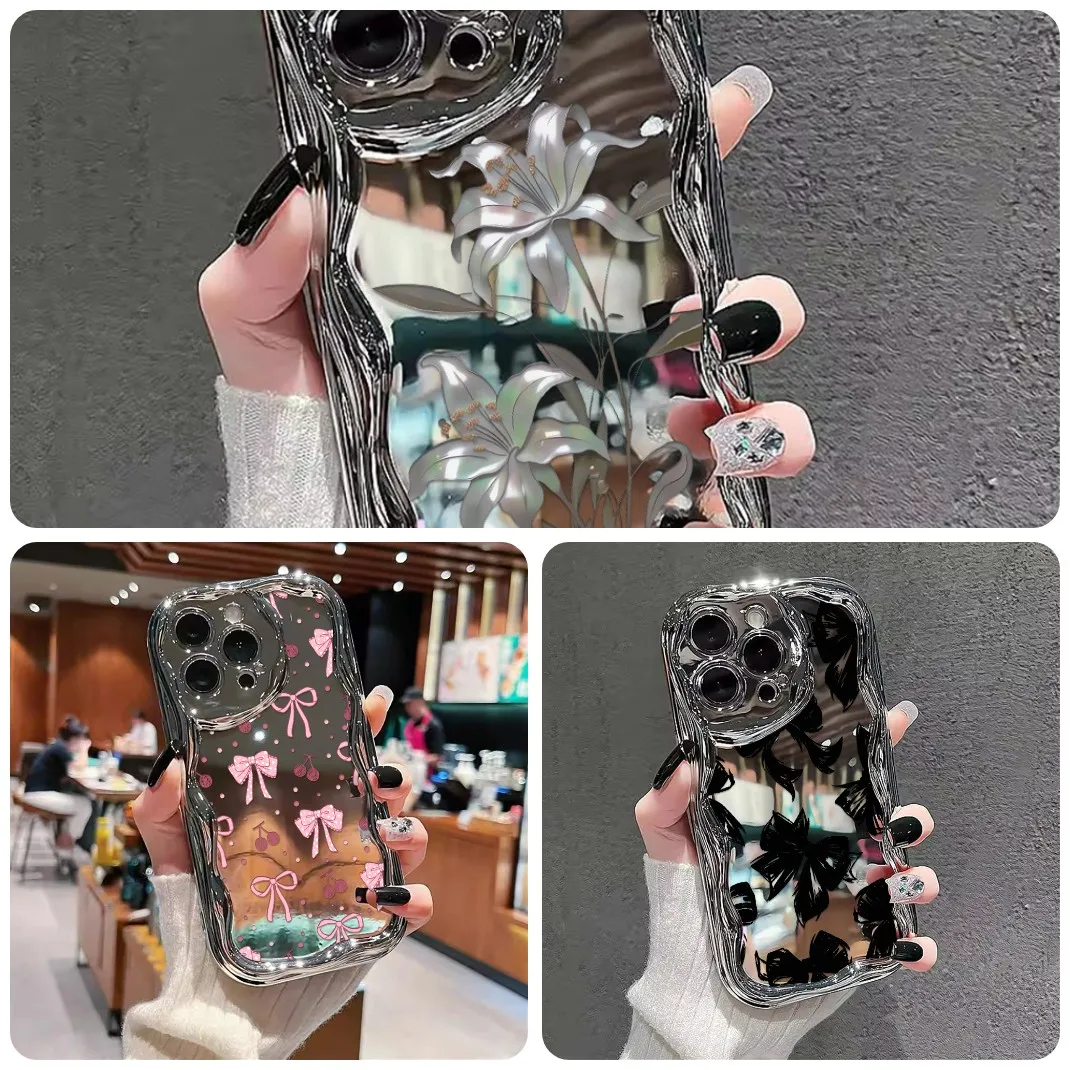 Luxury Wavy Mirror Phone Case For iPhone 17 16 15 14 Pro Max 13 12 11 Cute Bowknot Lily Floral Print Soft TPU Women Phone Cover
Luxury Wavy Mirror Phone Case For iPhone 17 16 15 14 Pro Max 13 12 11 Cute Bowknot Lily Floral Print Soft TPU Women Phone Cover
