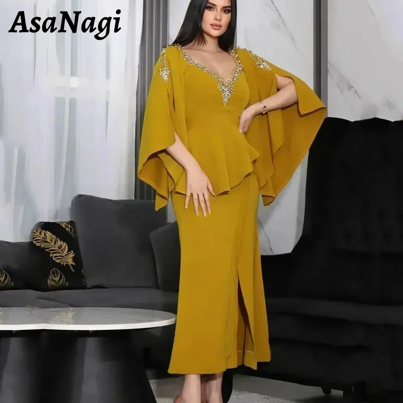 AsaNagi Sexy Mermaid Prom Dress Women's V Neck Beaded Party Evening Gown Half Sleeve Ankle Length Slit Special Occasion Dresses
AsaNagi Sexy Mermaid Prom Dress Women's V Neck Beaded Party Evening Gown Half Sleeve Ankle Length Slit Special Occasion Dresses