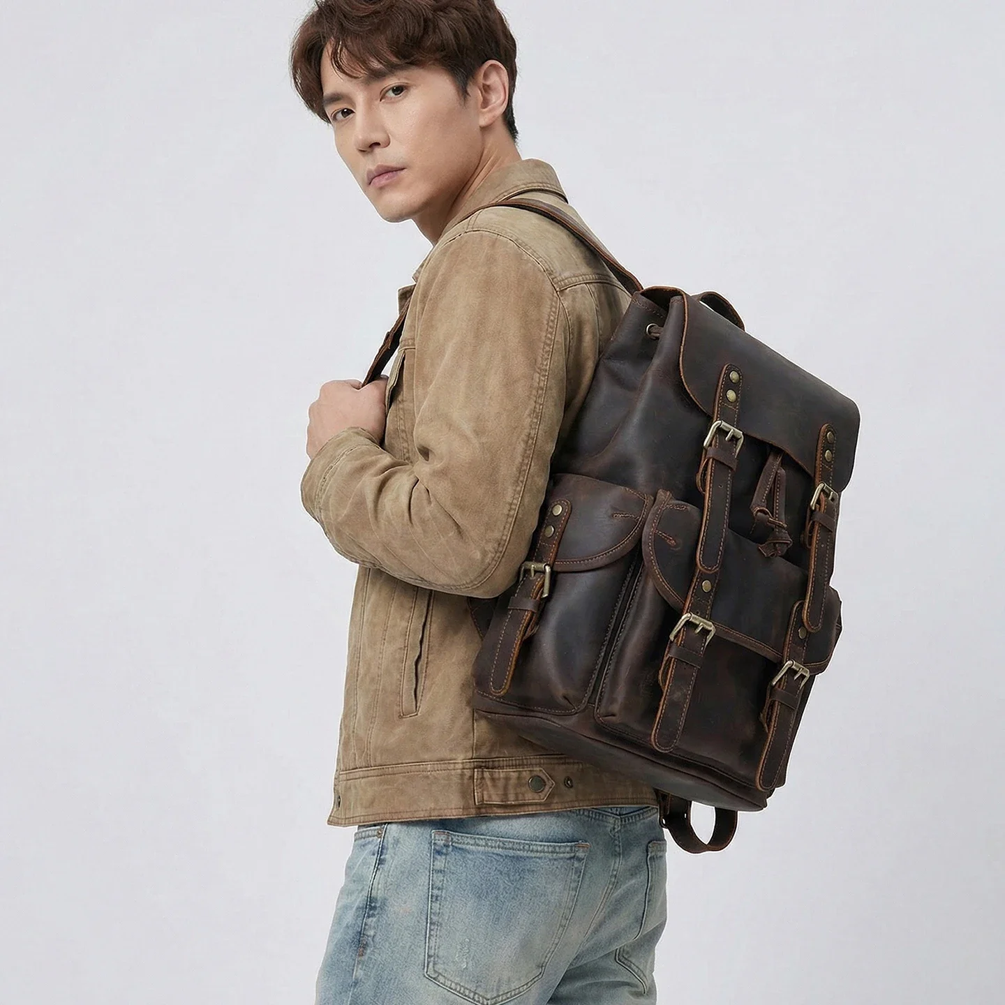Vintage Crazy Horse Leather Backpack Large Capacity Genuine Bag Men And Women Distressed Rucksack Travel College School Bookbag
Vintage Crazy Horse Leather Backpack Large Capacity Genuine Bag Men And Women Distressed Rucksack Travel College School Bookbag