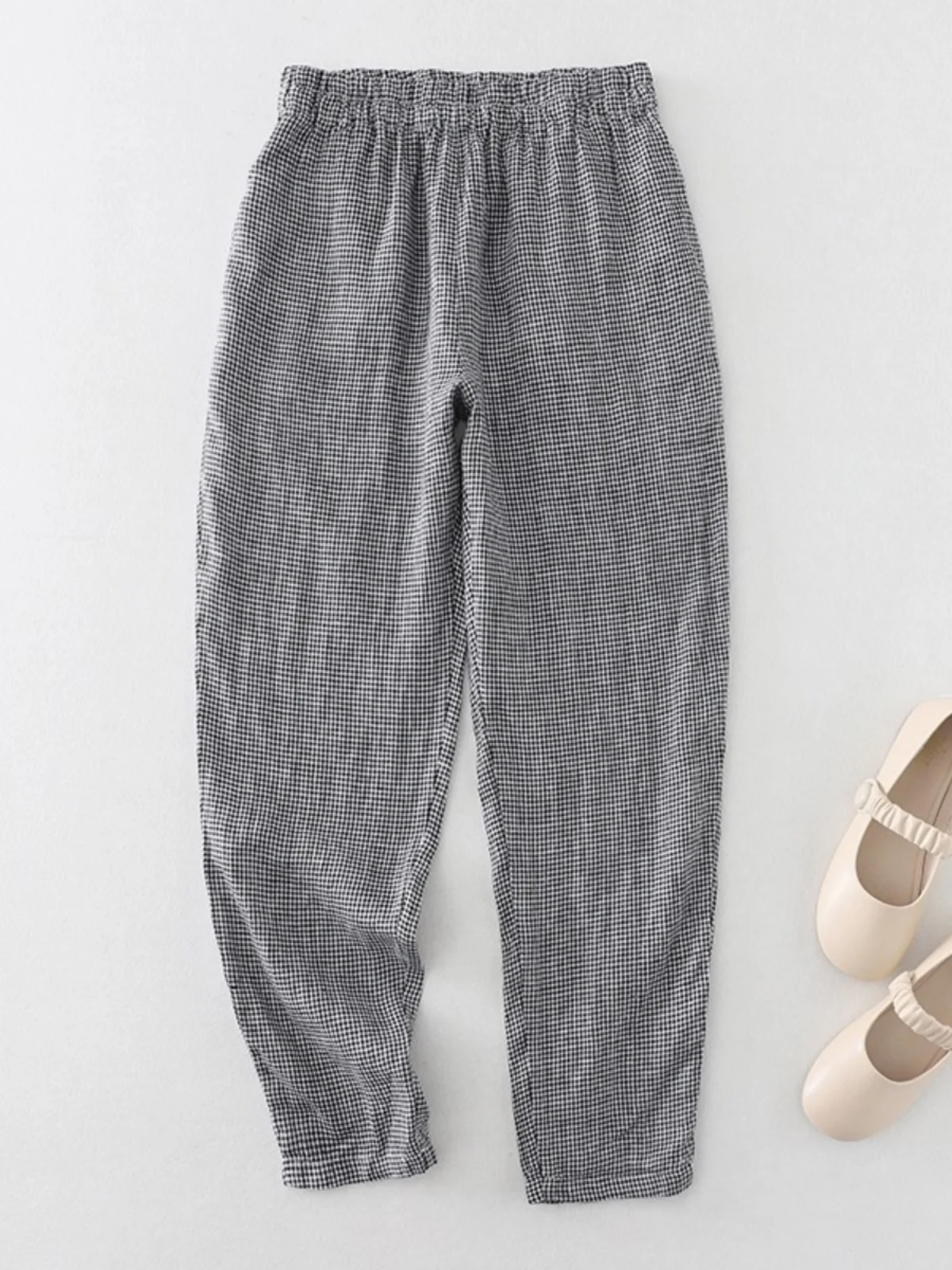 Художественные клетчатые льняные шаровары в стиле ретро, женские летние тонкие свободные утягивающие брюки с высокой талией, повседневные тонкие хлопковые льняные брюки-морковки
Художественные клетчатые льняные шаровары в стиле ретро, женские летние тонкие свободные утягивающие брюки с высокой талией, повседневные тонкие хлопковые льняные брюки-морковки