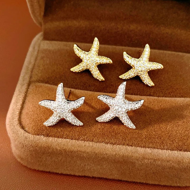 Cute Starfish Stud Earrings Women Full Paved Zirconia 925 Silver Pin Hypoallergenic Summer Ocean Daily Wear Jewelry Gift
Cute Starfish Stud Earrings Women Full Paved Zirconia 925 Silver Pin Hypoallergenic Summer Ocean Daily Wear Jewelry Gift