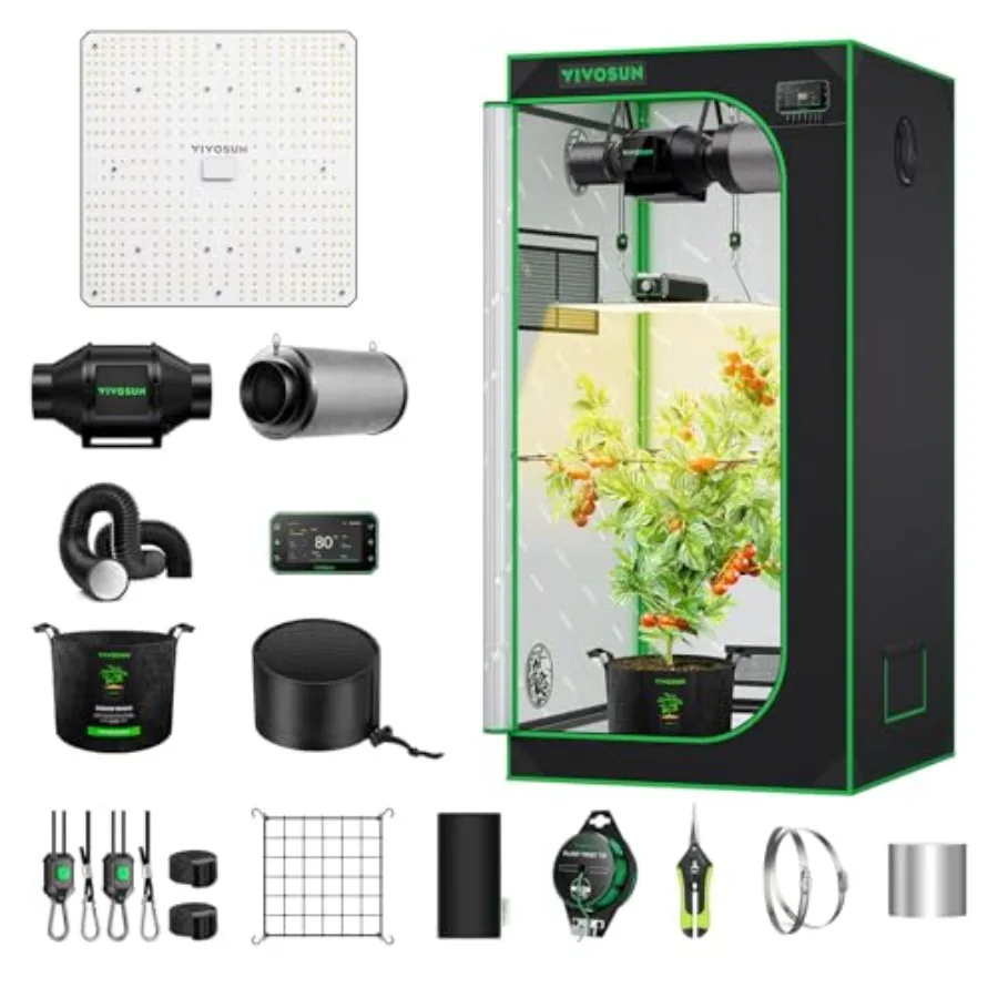 Smart Grow Tent Kit 2.7 × 2.7ft WiFi-Integrated Automatic Complete Grow System with Full Spectrum LED Grow Light 150W, Efficien
Smart Grow Tent Kit 2.7 × 2.7ft WiFi-Integrated Automatic Complete Grow System with Full Spectrum LED Grow Light 150W, Efficien
