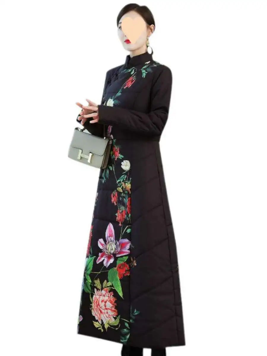 Retro Sle Long Over-Knee Thiened Cotton Jaet Women's Print Ethnic Sle Outerwear Winter Faion Ladies' Coat
Retro Sle Long Over-Knee Thiened Cotton Jaet Women's Print Ethnic Sle Outerwear Winter Faion Ladies' Coat