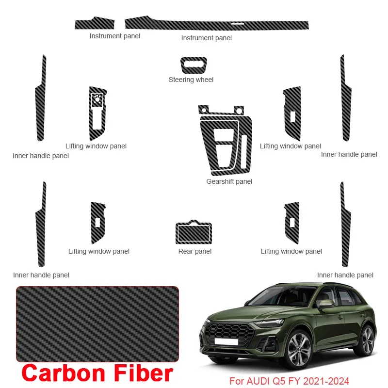 Car Carbon Interior Sticker Lifting Window Panel Decal Gear Inner Door Protective Film Accessory For AUDI Q5 FY 2021-2024 LHD
Car Carbon Interior Sticker Lifting Window Panel Decal Gear Inner Door Protective Film Accessory For AUDI Q5 FY 2021-2024 LHD