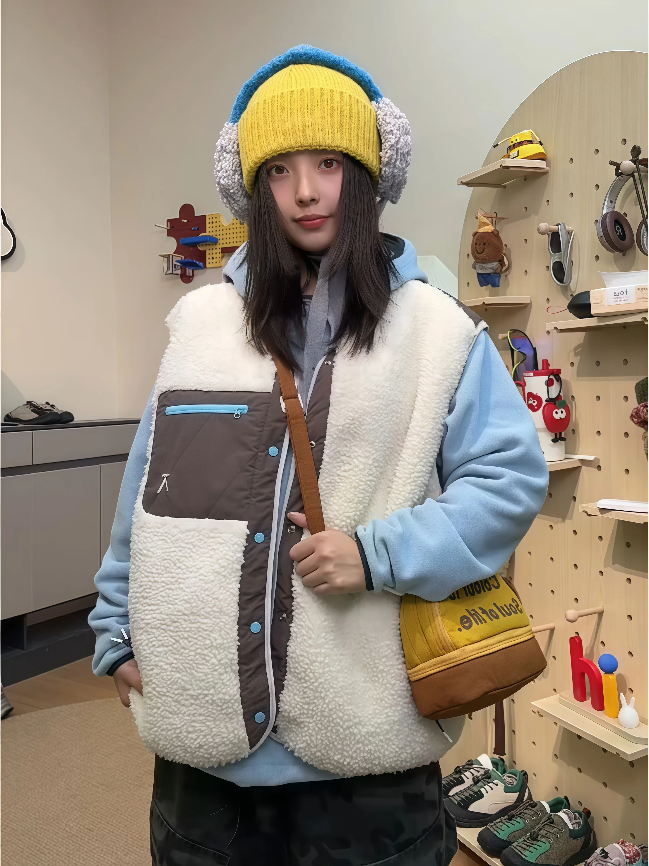 Thiened Lamb Fur Vest Men's American Retro Patchwork Color Fce Lamb Wool Winter Jaet Trendy oulder Bared Vest
Thiened Lamb Fur Vest Men's American Retro Patchwork Color Fce Lamb Wool Winter Jaet Trendy oulder Bared Vest