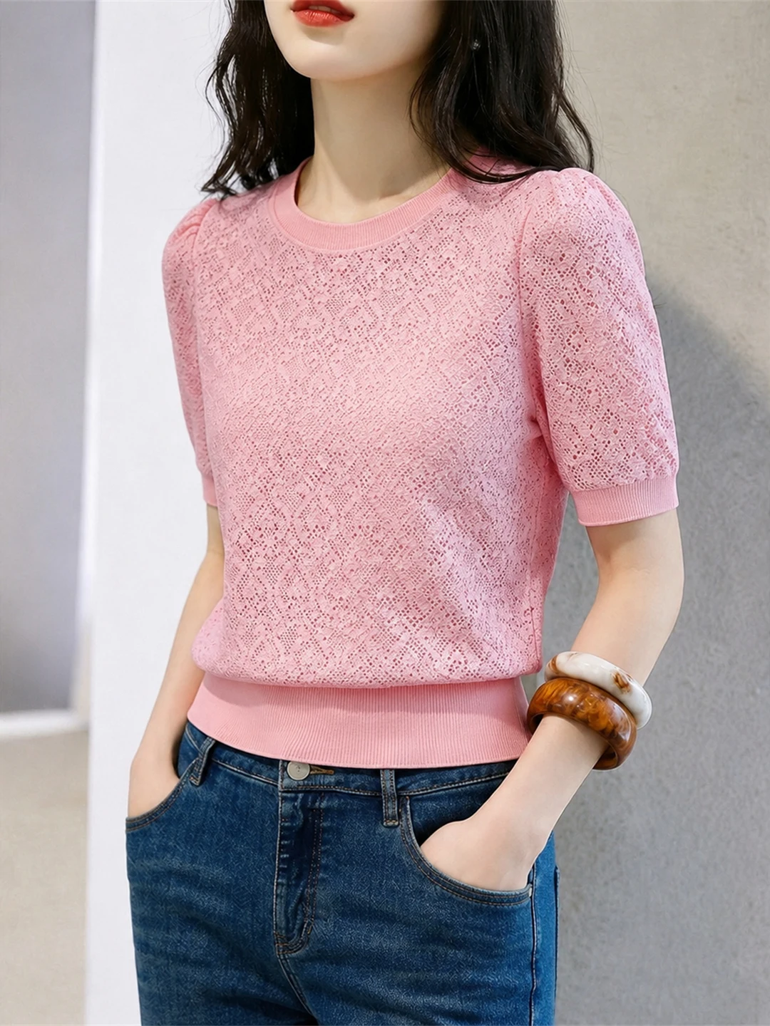 Summer Knitted Ice Silk Hollow out Hook Flower Top Comfortable Age Defying Korean Style Straight Cut Short Sleeve round Neck
Summer Knitted Ice Silk Hollow out Hook Flower Top Comfortable Age Defying Korean Style Straight Cut Short Sleeve round Neck