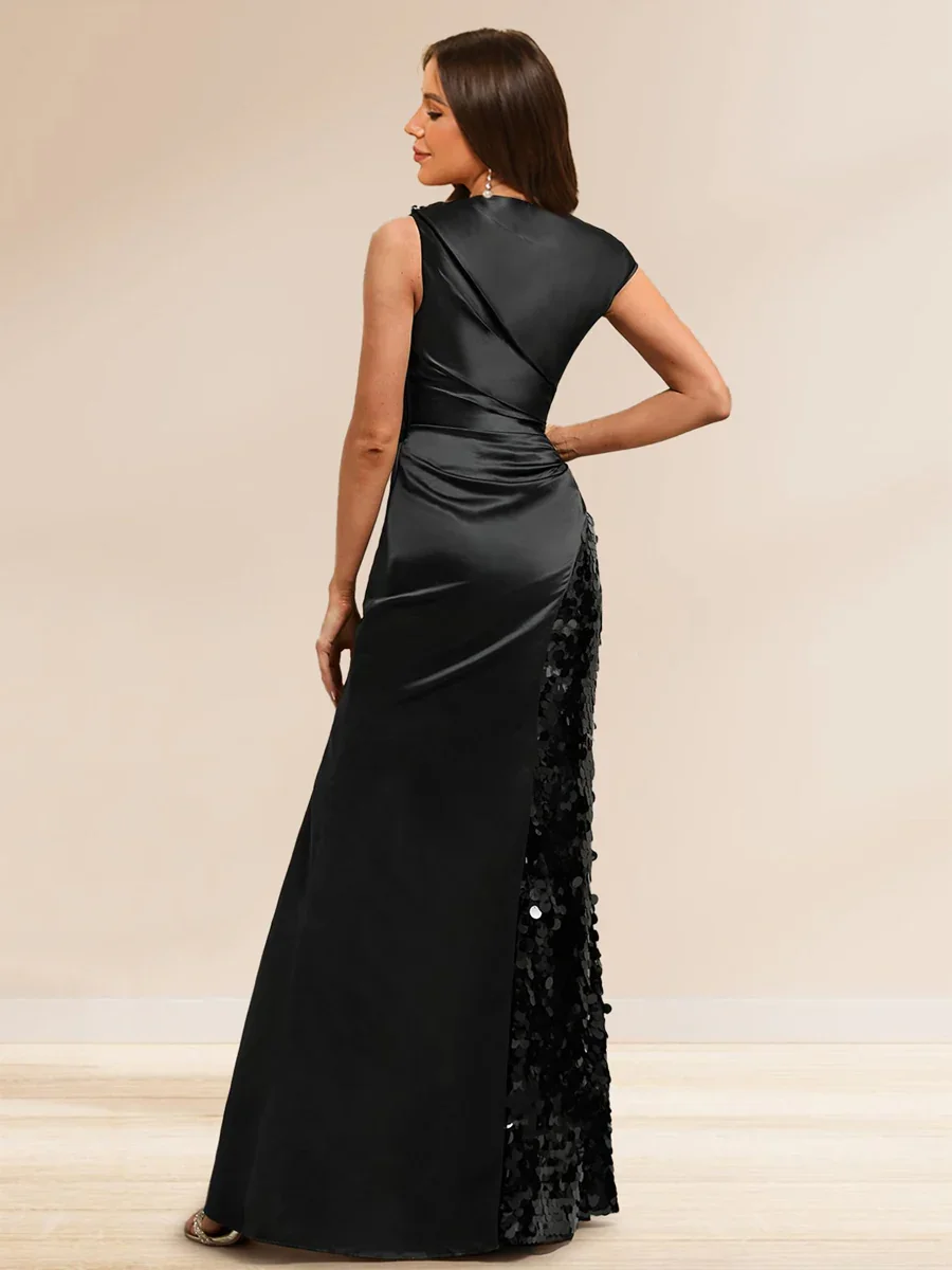 Elegant Satin Sequin Splicing Evening Dress Women Slim Fit High Slit Mermaid Gown Party Banquet Stage Performance Dress Temperam
Elegant Satin Sequin Splicing Evening Dress Women Slim Fit High Slit Mermaid Gown Party Banquet Stage Performance Dress Temperam