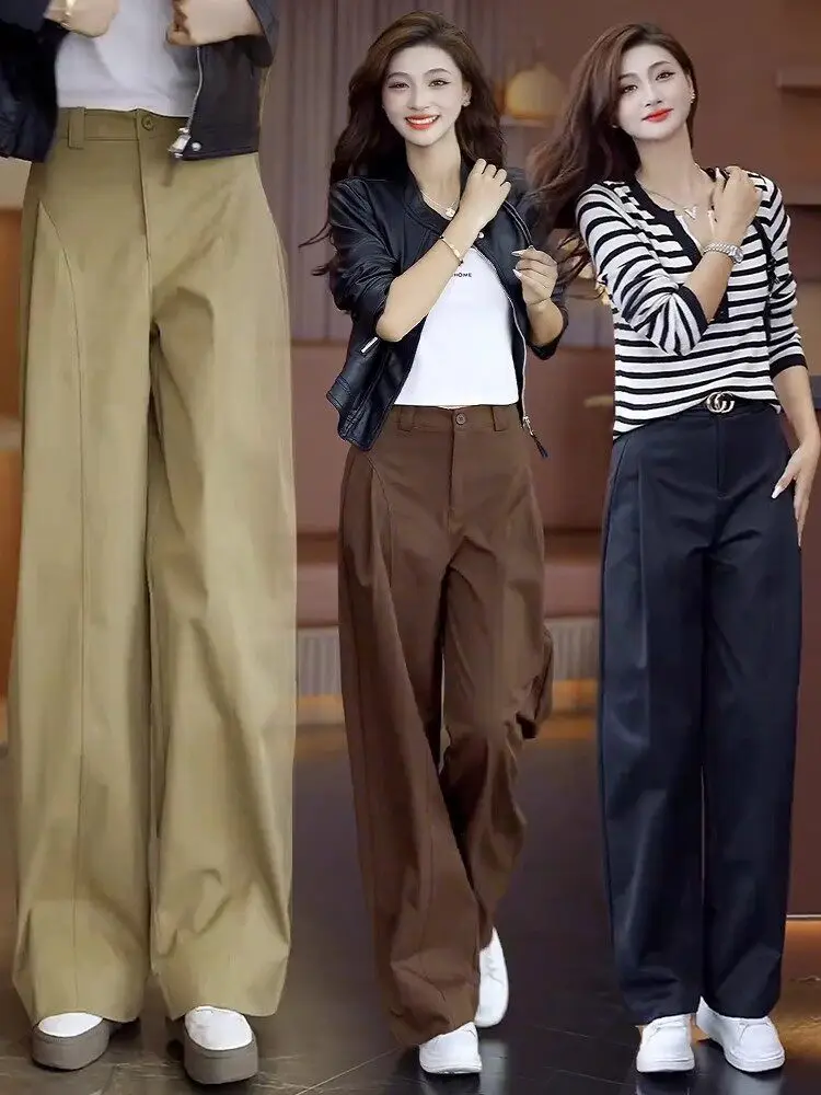 Khaki Wide Leg Pants Women's Spring Autumn 2026 New Style High Waist Straight Cut Knife Suit Pants Casual Pure Color
Khaki Wide Leg Pants Women's Spring Autumn 2026 New Style High Waist Straight Cut Knife Suit Pants Casual Pure Color