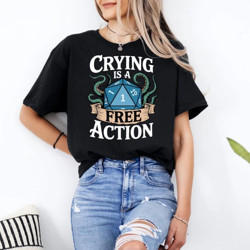 Crying Is A Free Action T Shirt Funny DND Shirt Design Dungeon Master Clipart Clothes High Quality Cotton Tops Aesthetic Clothes
Crying Is A Free Action T Shirt Funny DND Shirt Design Dungeon Master Clipart Clothes High Quality Cotton Tops Aesthetic Clothes