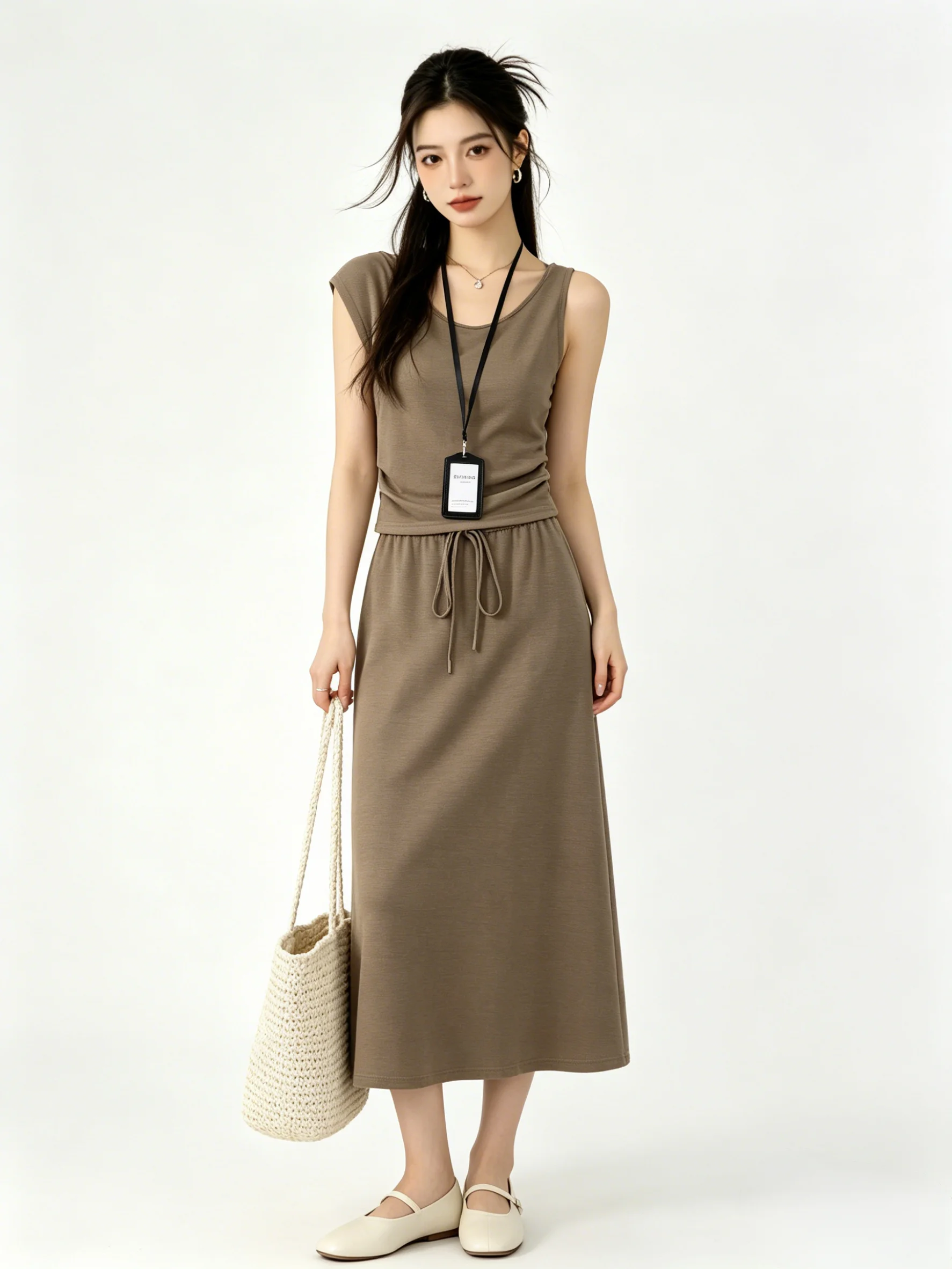Slimming Effect Vintage Summer Two-Piece Set Women's High Waist Elastic T-Shirt Side Collar Shoulder Bared Skirt Casual Wear
Slimming Effect Vintage Summer Two-Piece Set Women's High Waist Elastic T-Shirt Side Collar Shoulder Bared Skirt Casual Wear