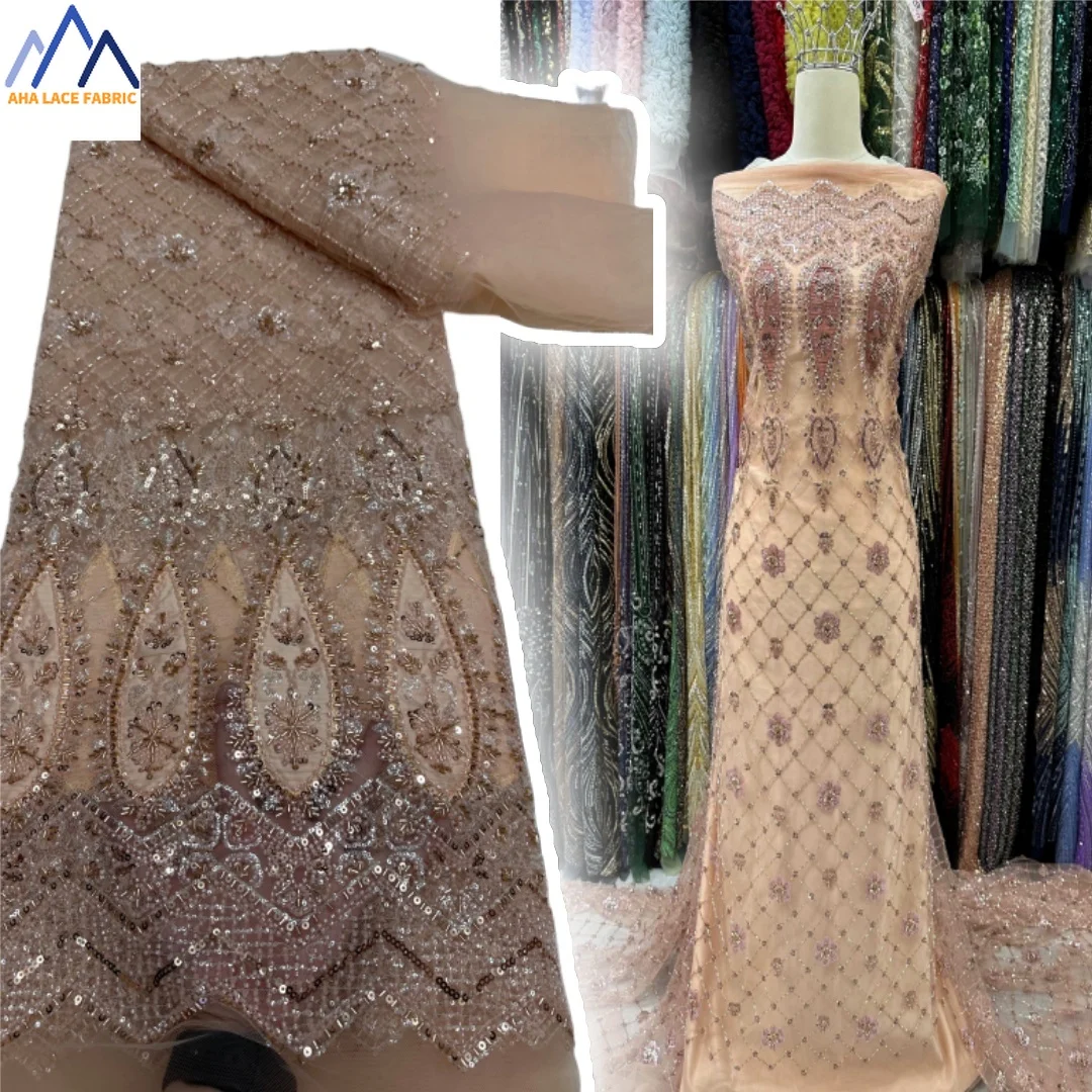 Premium African Heavy Beaded Lace Fabric Embroidered Geometric Sequins High Quality 5Yards For Bridal Gowns Evening Dresses 987
Premium African Heavy Beaded Lace Fabric Embroidered Geometric Sequins High Quality 5Yards For Bridal Gowns Evening Dresses 987