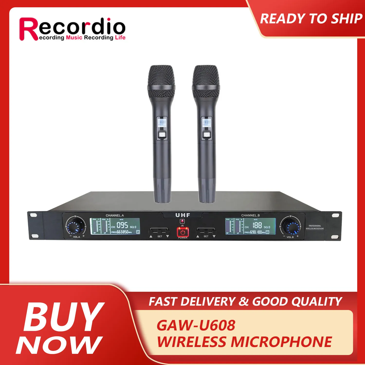 GAW-U608 One-to-two wireless microphone system set one-button to frequency wireless microphone suitable for outdoor performances
GAW-U608 One-to-two wireless microphone system set one-button to frequency wireless microphone suitable for outdoor performances
