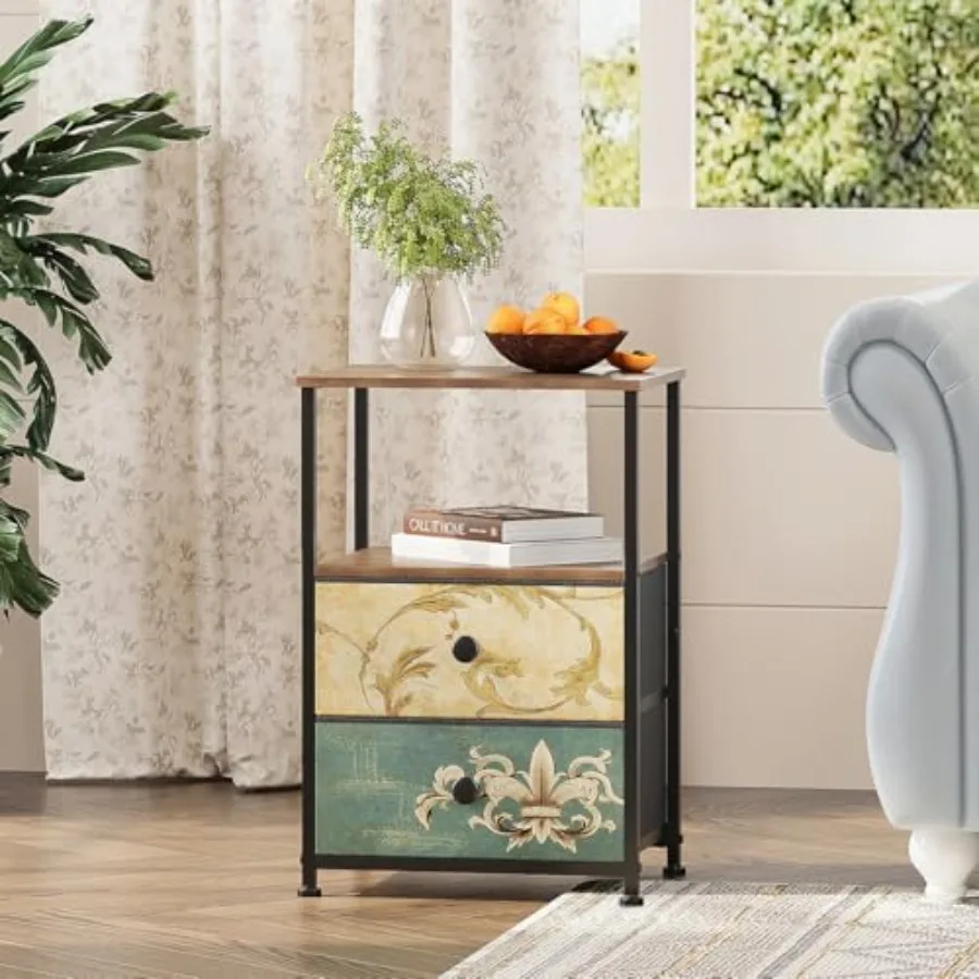 Nightstand with 2 Fabric Drawers Retro Flower End Table Side Table with Open Storage Shelf for Bedroom Living Room Sofa Beside
Nightstand with 2 Fabric Drawers Retro Flower End Table Side Table with Open Storage Shelf for Bedroom Living Room Sofa Beside