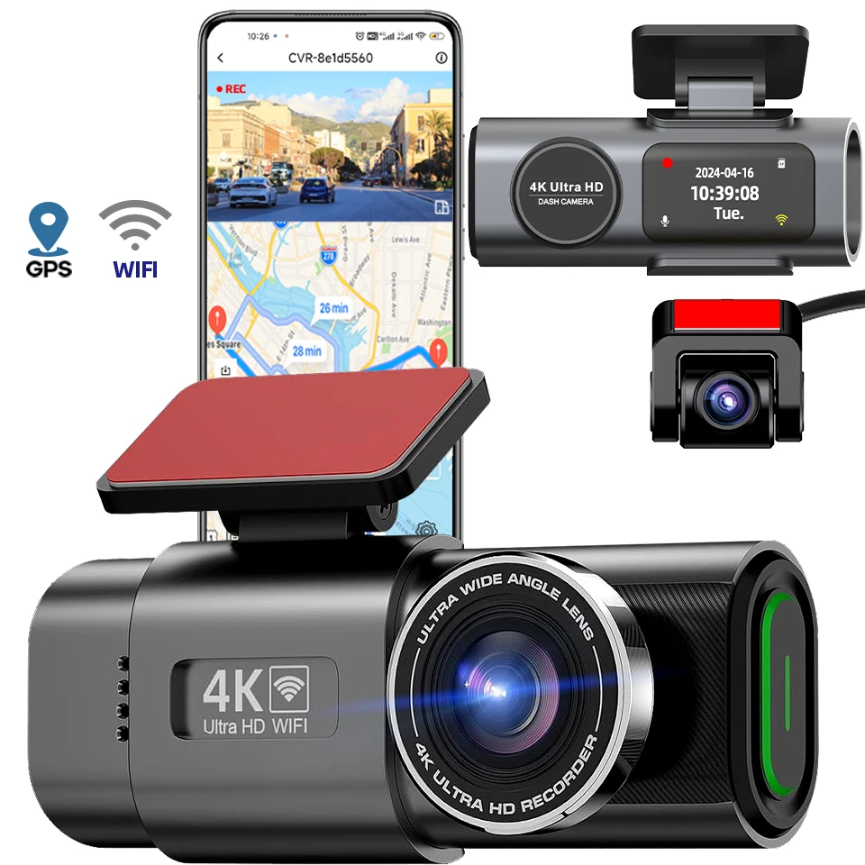Dash Cam Car Camera Dual Lens 4K UHD Recording DVR Night Vision Video Recorder Built-In Wi-Fi Support GPS 24H Parking
Dash Cam Car Camera Dual Lens 4K UHD Recording DVR Night Vision Video Recorder Built-In Wi-Fi Support GPS 24H Parking