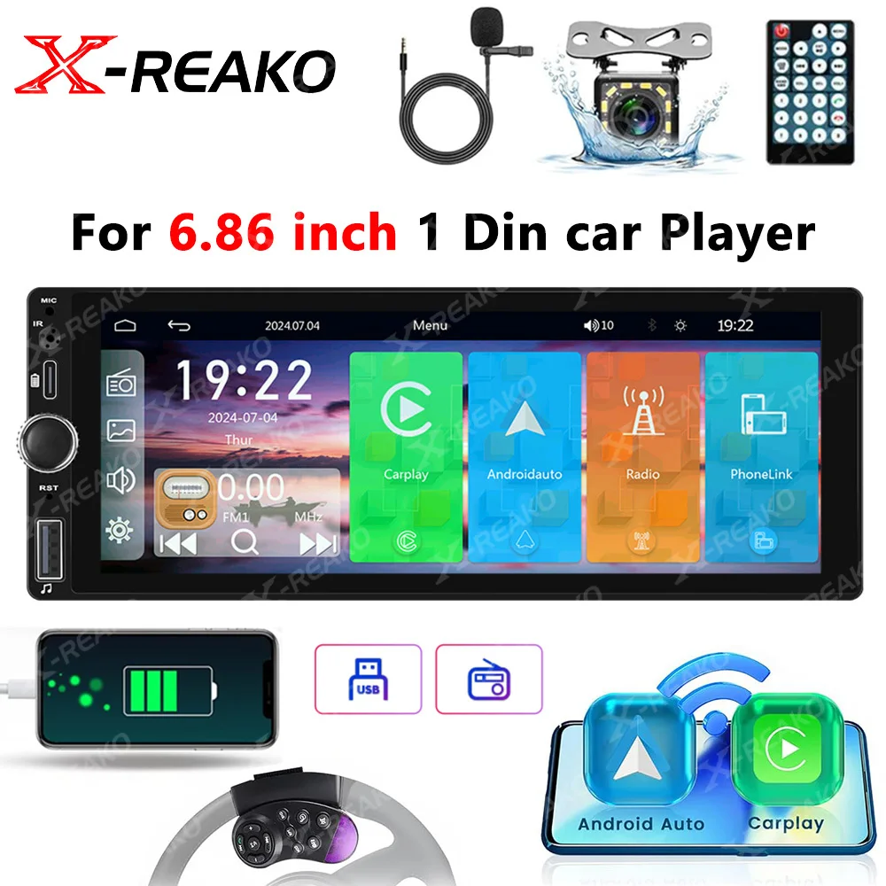 X-REAKO 6,86-дюймовый HD сенсорный экран Автомобильный радиоприемник Мультимедийный плеер Carplay Android Auto Mirror Link Стерео BT USB FM 1din MP5-плеер
X-REAKO 6,86-дюймовый HD сенсорный экран Автомобильный радиоприемник Мультимедийный плеер Carplay Android Auto Mirror Link Стерео BT USB FM 1din MP5-плеер