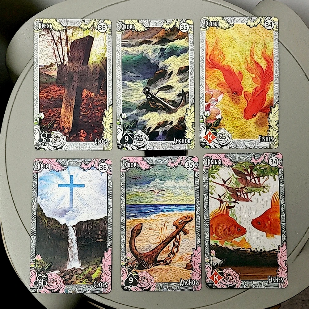 Мария Ленорман в винтажном стиле, 72 карты на русском языке, 2 комплекта (36 + 36 карт Ленорманда) — 10,3*6 см
Мария Ленорман в винтажном стиле, 72 карты на русском языке, 2 комплекта (36 + 36 карт Ленорманда) — 10,3*6 см