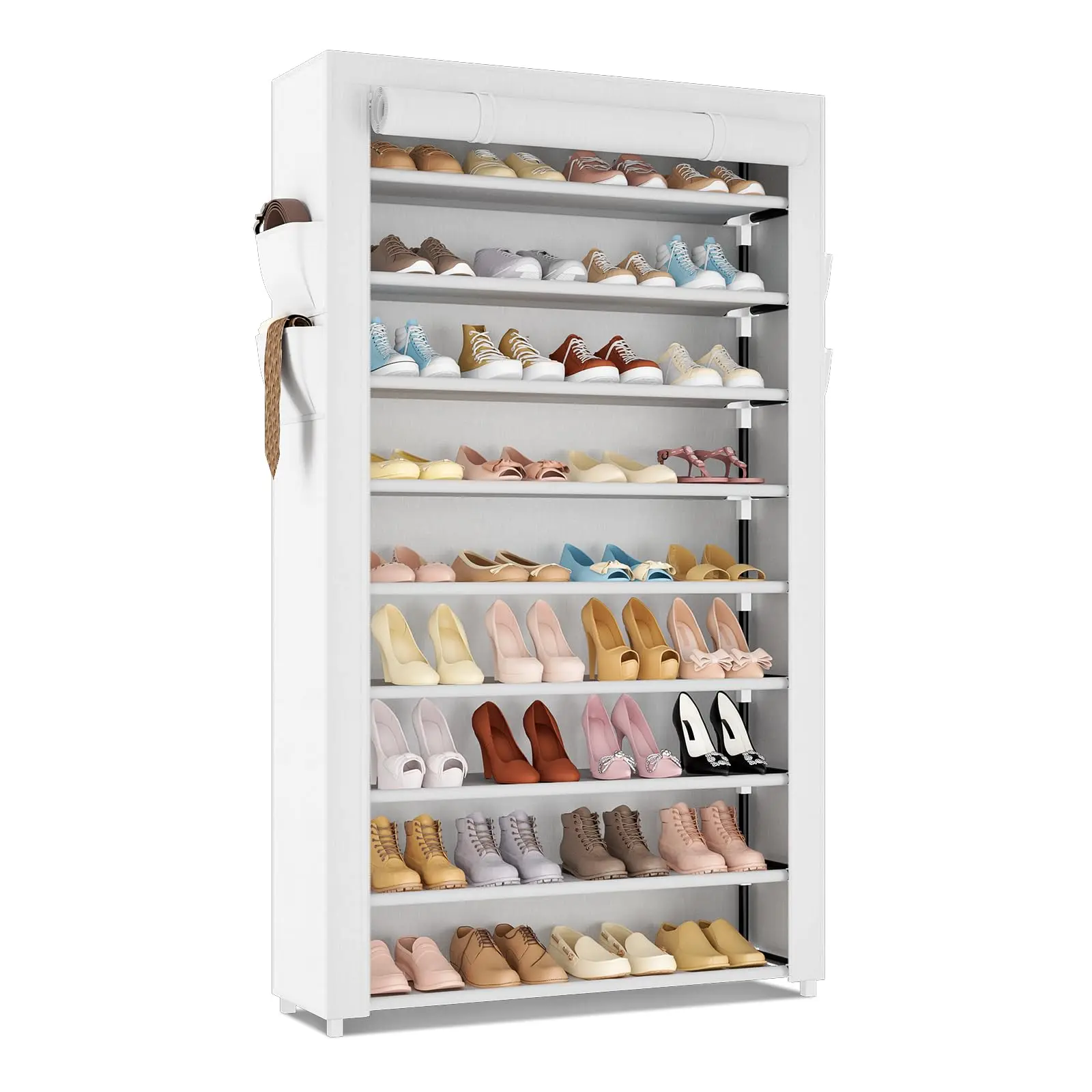 White 10-Level Freestanding Shoe Cabinet With Roll-Up Dust Cover, High-Capacity Organizer For 40 Pairs, Compact Storage For
White 10-Level Freestanding Shoe Cabinet With Roll-Up Dust Cover, High-Capacity Organizer For 40 Pairs, Compact Storage For