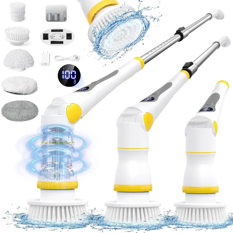 Electric Spin Scrubber, Cordless Cleaning Brush Shower Scrubber Up to 440 RPM with 4 Replaceable Brush Heads
Electric Spin Scrubber, Cordless Cleaning Brush Shower Scrubber Up to 440 RPM with 4 Replaceable Brush Heads