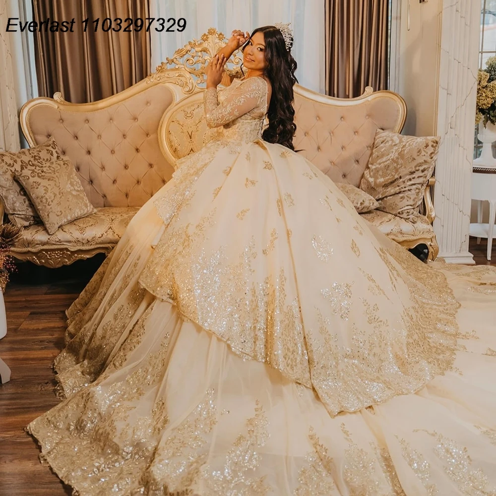 EVLAST индивидуальное платье Quinceanera цвета шампанского, бальное платье, золотой кружевной корсет с аппликацией из бисера, Sweet 16, Vestido De 15 Anos QD1097
EVLAST индивидуальное платье Quinceanera цвета шампанского, бальное платье, золотой кружевной корсет с аппликацией из бисера, Sweet 16, Vestido De 15 Anos QD1097