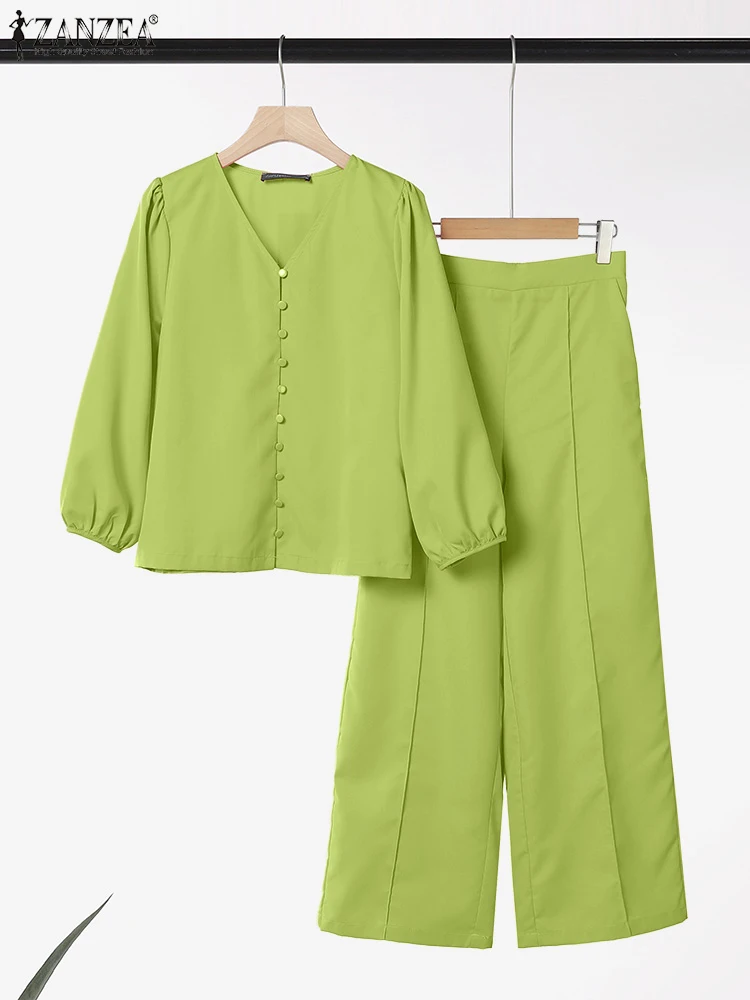 ZANZEA Женские комплекты из 2 предметов 2025 Весна Осень Рубашки с v-образным вырезом с рукавом 3/4 и широкие брюки Однотонные костюмы из 2 предметов Повседневные комплекты брюк для поездок на работу
ZANZEA Женские комплекты из 2 предметов 2025 Весна Осень Рубашки с v-образным вырезом с рукавом 3/4 и широкие брюки Однотонные костюмы из 2 предметов Повседневные комплекты брюк для поездок на работу