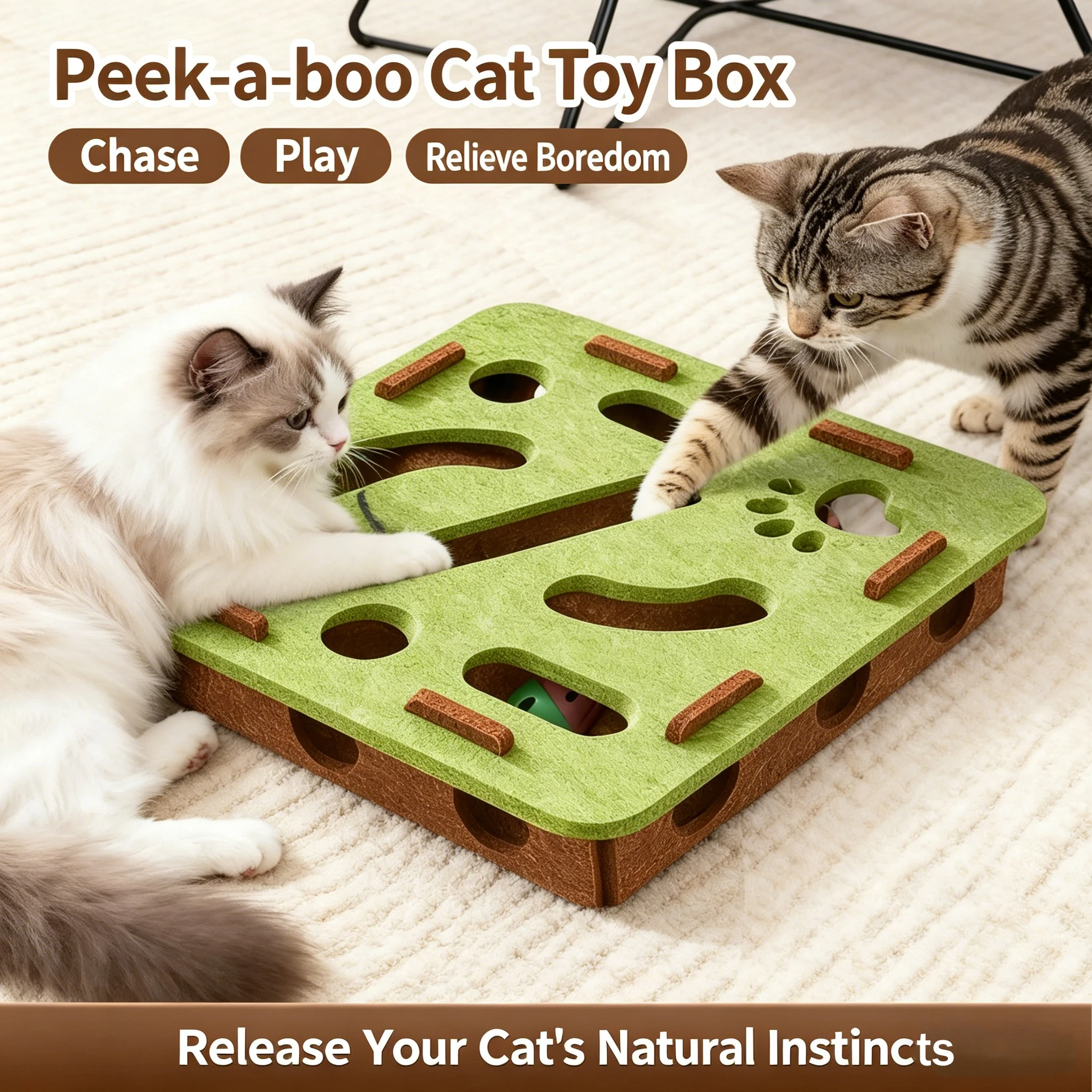 Interactive Cat Puzzle Toy Felt Box with Maze Tunnel, Indoor Exercise Play Toy for Cats, Fun Entertainment Pet Supplies
Interactive Cat Puzzle Toy Felt Box with Maze Tunnel, Indoor Exercise Play Toy for Cats, Fun Entertainment Pet Supplies