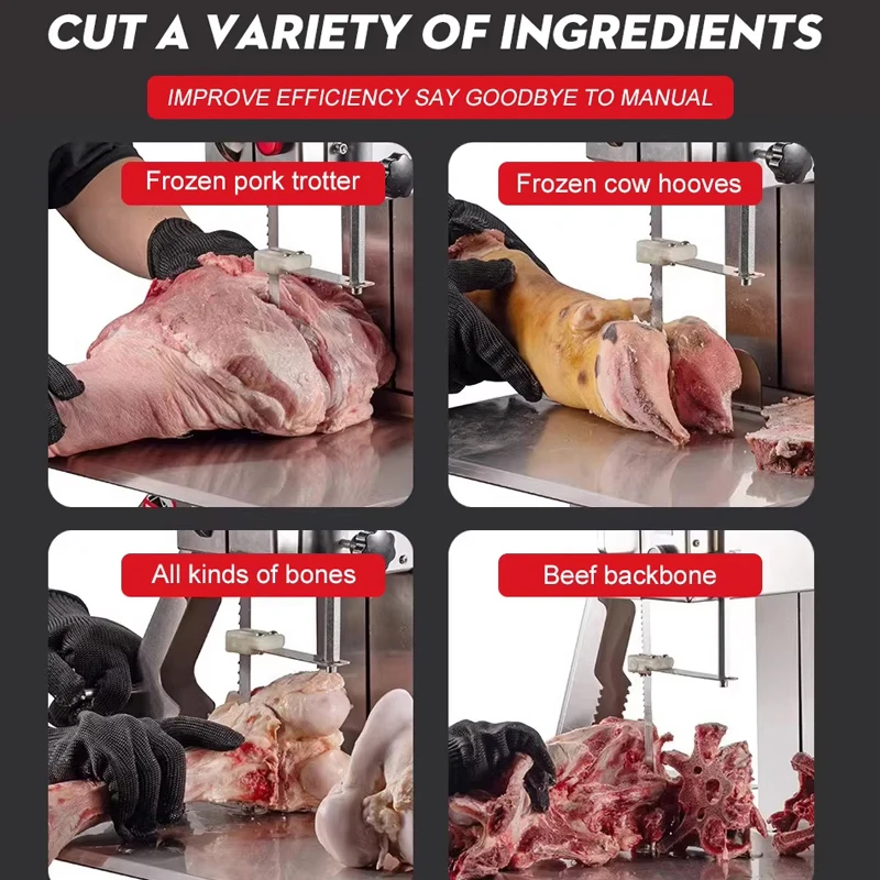 1500W Food Grade Commercial Band Saw Adjustable Thickness Cutter for Frozen Pork Beef Butchery Workshop Cutting
1500W Food Grade Commercial Band Saw Adjustable Thickness Cutter for Frozen Pork Beef Butchery Workshop Cutting