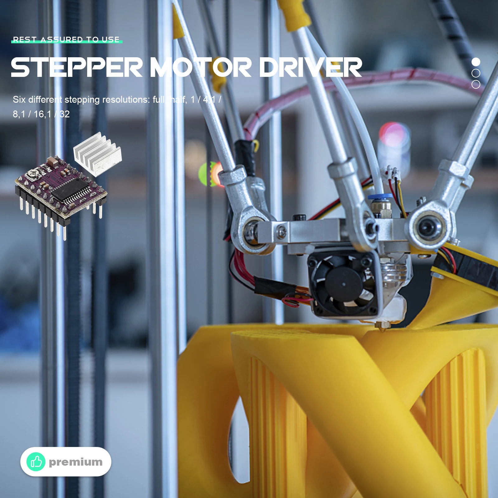 5 pcs Stepper Motor Driver 4-layer Heat Sink Black 3D Printer CNC Bipolar Microstepping Full Half 1/4 1/8 1/16 1/32
5 pcs Stepper Motor Driver 4-layer Heat Sink Black 3D Printer CNC Bipolar Microstepping Full Half 1/4 1/8 1/16 1/32