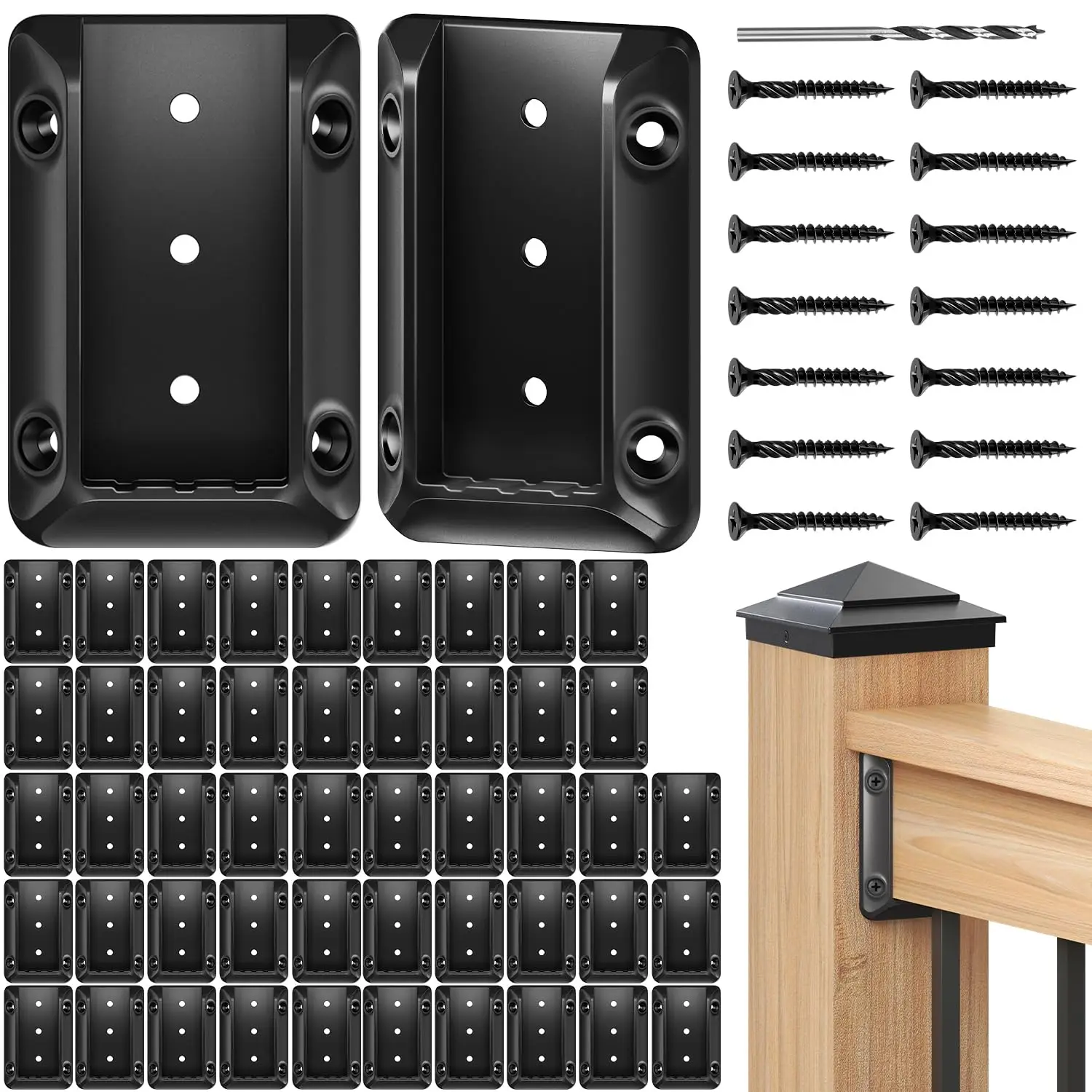 50 Pcs Deck Railing Bracket Connectors for 2x4 Wood Post, Nylon 6/6 with Fiberglass, Corrosion-Resistant, 350 Screws Included
50 Pcs Deck Railing Bracket Connectors for 2x4 Wood Post, Nylon 6/6 with Fiberglass, Corrosion-Resistant, 350 Screws Included