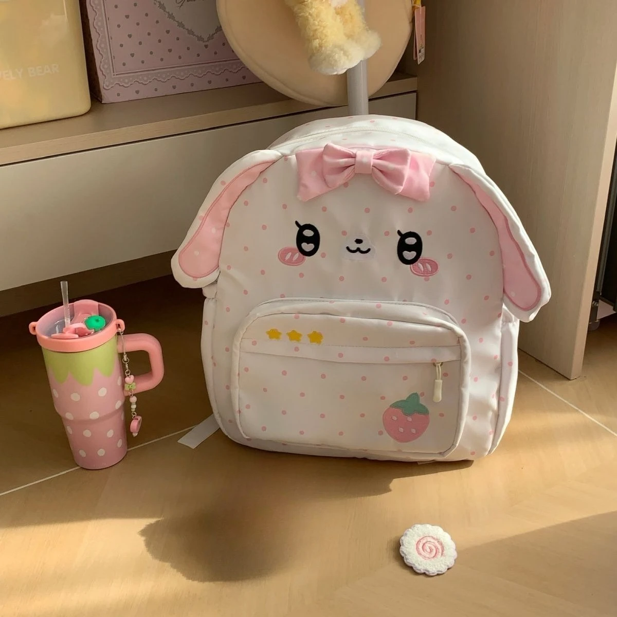 Original Soft Girl Cute Strawberry Embroidery Polka Dot Rabbit Ears Backpack Women Non-slip Sweet Girl Student School Backpack
Original Soft Girl Cute Strawberry Embroidery Polka Dot Rabbit Ears Backpack Women Non-slip Sweet Girl Student School Backpack