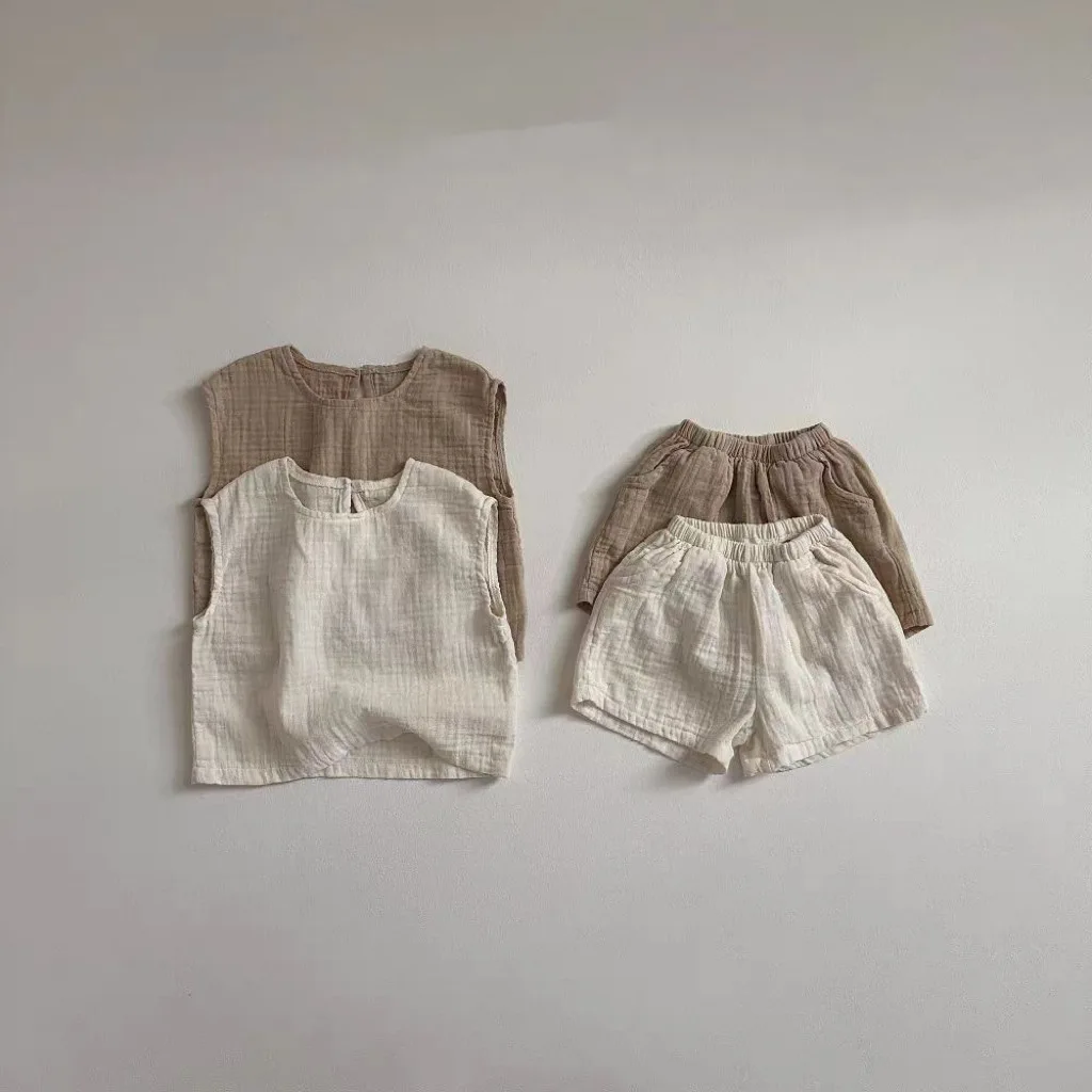 Summer Solid Breathable Children Vest Set Boy Girl Infant Cotton Sleeveless Tops + Shorts 2pcs Comfort Baby Casual T-shirt Suit
Summer Solid Breathable Children Vest Set Boy Girl Infant Cotton Sleeveless Tops + Shorts 2pcs Comfort Baby Casual T-shirt Suit