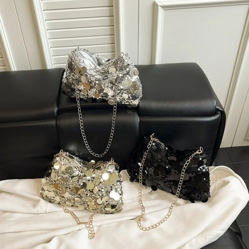 Fashion Sequin Shoulder Bag Large Capacity Lightweight Chain Crossbody Bag Solid Color Female Handbag For Evening Party
Fashion Sequin Shoulder Bag Large Capacity Lightweight Chain Crossbody Bag Solid Color Female Handbag For Evening Party