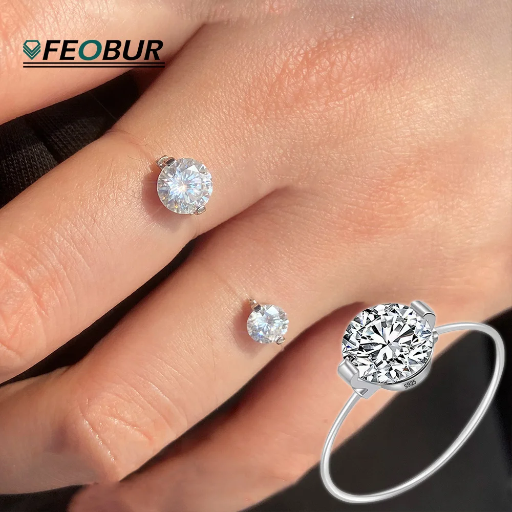 FEOBUR 1-3CT Certified Round Moissanite Ring Transparent Fishing Line Lab Diamond Ring for Women S925 Sterling Silver Jewelry
FEOBUR 1-3CT Certified Round Moissanite Ring Transparent Fishing Line Lab Diamond Ring for Women S925 Sterling Silver Jewelry
