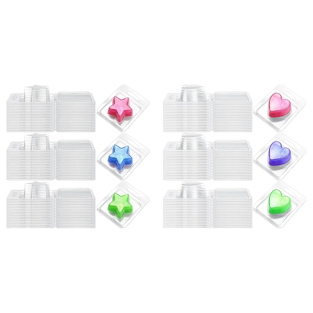 100 Packs Wax Melt Clamshells Molds Heart, Pentagram Shape Clear Plastic Cube Tray For Candle-Making And Soap
100 Packs Wax Melt Clamshells Molds Heart, Pentagram Shape Clear Plastic Cube Tray For Candle-Making And Soap