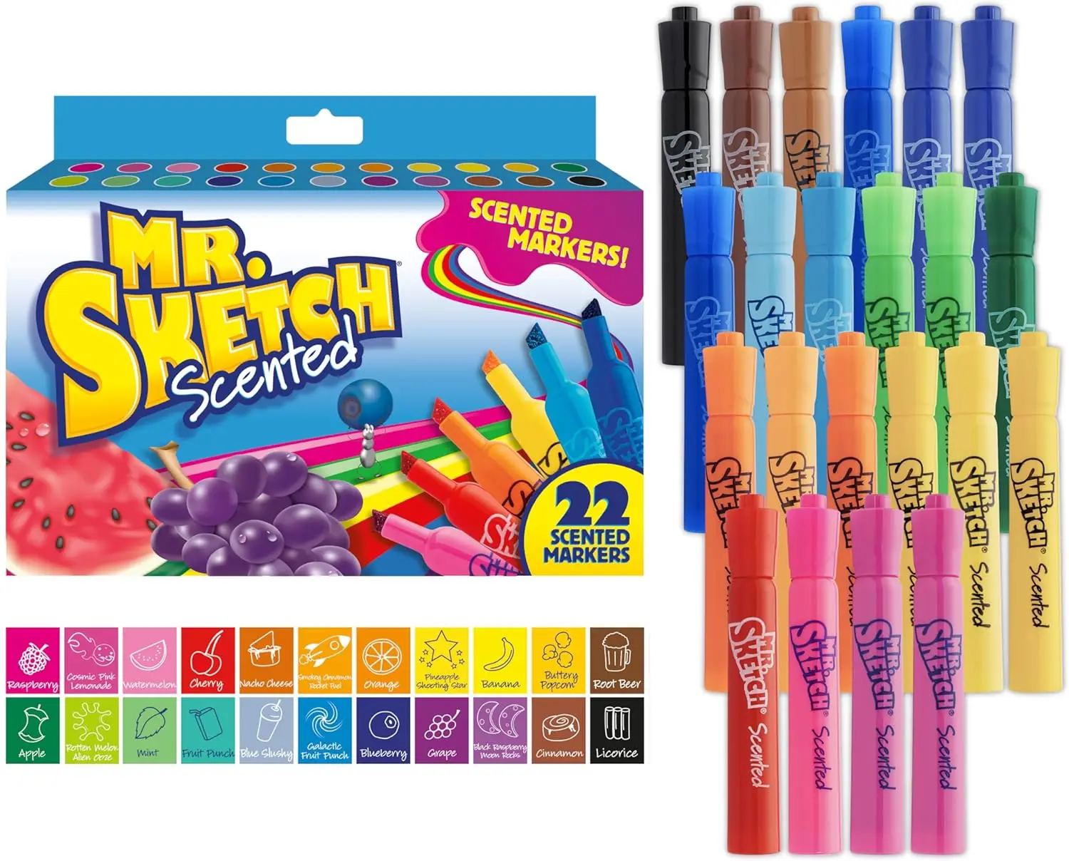 Mr. Sketch Scented Markers, Chisel Tip, Assorted Colors, 22 Count - Fun for Kids, Coloring, Spark Creativity, Arts & Crafts
Mr. Sketch Scented Markers, Chisel Tip, Assorted Colors, 22 Count - Fun for Kids, Coloring, Spark Creativity, Arts & Crafts