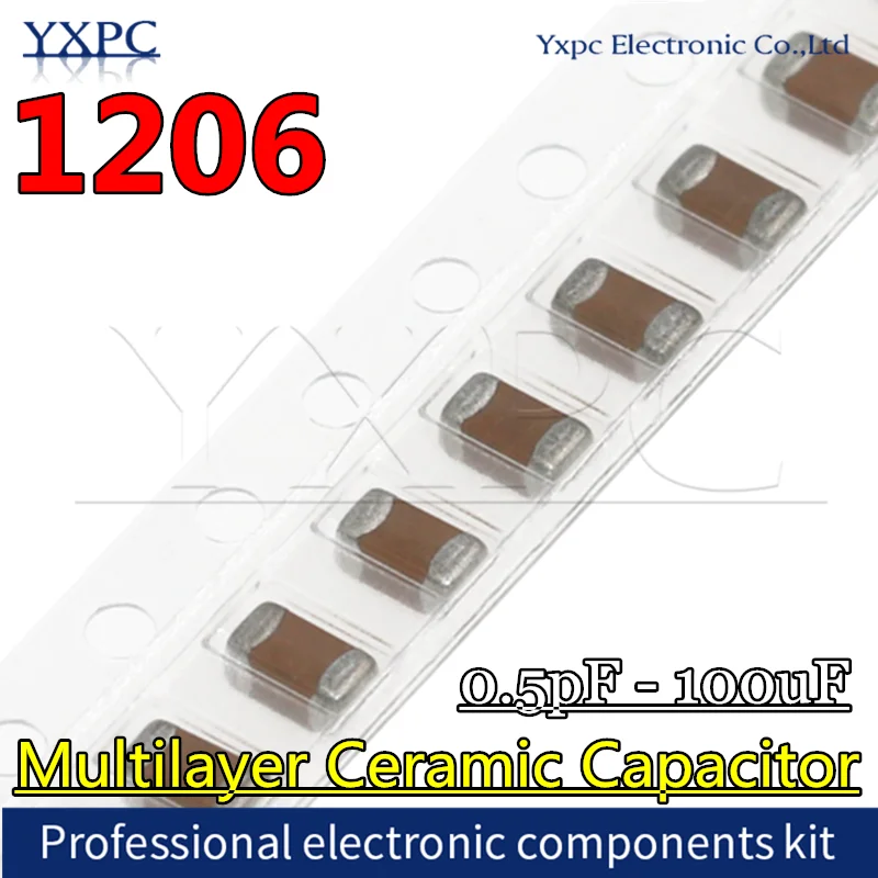 100pcs 1206 SMD Chip Multilayer Ceramic Capacitor 0.5pF-100uF 104 10pF 100pF 1nF 10nF 15nF 100nF 0.1uF 1uF 2.2uF 4.7uF 10uF 47uF
100pcs 1206 SMD Chip Multilayer Ceramic Capacitor 0.5pF-100uF 104 10pF 100pF 1nF 10nF 15nF 100nF 0.1uF 1uF 2.2uF 4.7uF 10uF 47uF