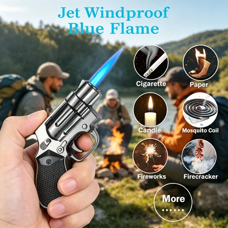 Windproof Gun Shaped Torch Lighter, Adjustable Jet Flame Refillable Butane Lighter, Practical Outdoor Cigar Gift Lighter
Windproof Gun Shaped Torch Lighter, Adjustable Jet Flame Refillable Butane Lighter, Practical Outdoor Cigar Gift Lighter