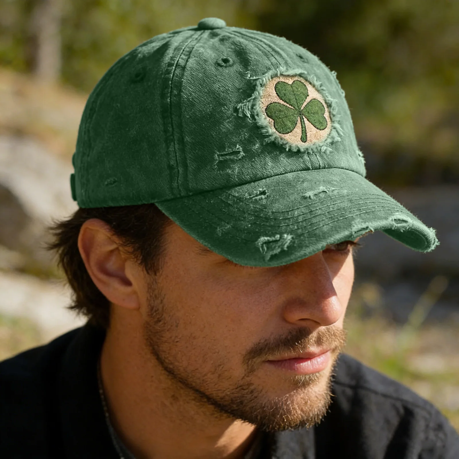Distressed Washed Cotton Baseball Cap With Embroidered Patch - Retro Clover Casual Hat For All Seasons, Sports Hats, Unisex
Distressed Washed Cotton Baseball Cap With Embroidered Patch - Retro Clover Casual Hat For All Seasons, Sports Hats, Unisex