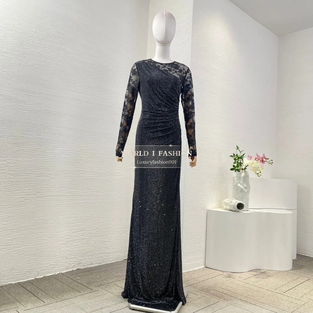 2025 New Black Sequin Long Sleeve Lace Patchwork Mermaid Fishtail High Slit Midi Dress
2025 New Black Sequin Long Sleeve Lace Patchwork Mermaid Fishtail High Slit Midi Dress