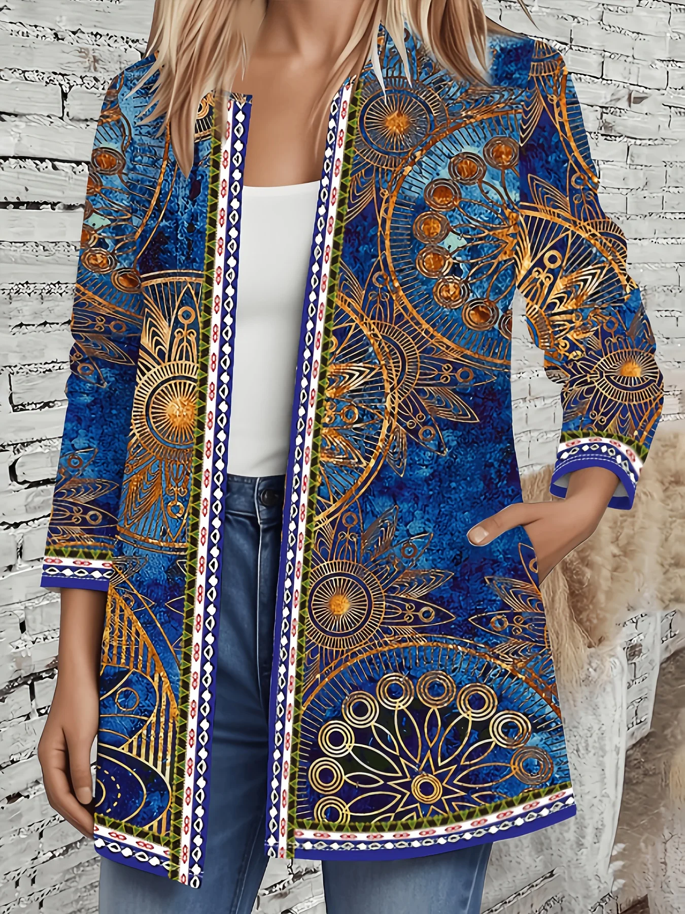 Printed Design Casual bohemian geometric print long sleeve women's jacket
Printed Design Casual bohemian geometric print long sleeve women's jacket