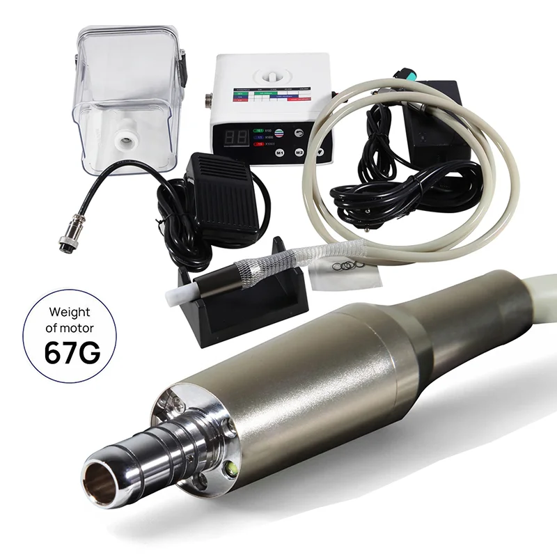 Стоматологический бесщеточный электрический микромотор с резервуаром для воды, светодиодный, с угловыми наконечниками 1:1, 1:5, 16:1 и ножным управлением
Стоматологический бесщеточный электрический микромотор с резервуаром для воды, светодиодный, с угловыми наконечниками 1:1, 1:5, 16:1 и ножным управлением