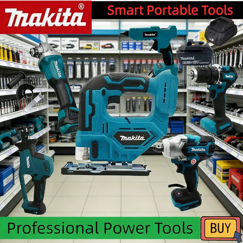 Makita 18V 20V Professional Brushless Combo Kit: Angle Grinder, Grease Gun, Chainsaw, Inflator, Silicone Gun & Cut-off Machine
Makita 18V 20V Professional Brushless Combo Kit: Angle Grinder, Grease Gun, Chainsaw, Inflator, Silicone Gun & Cut-off Machine