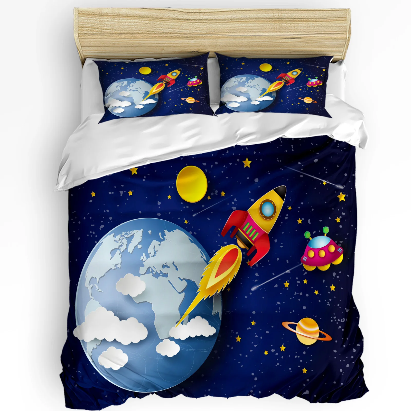 3pcs Bedding Set Universe Space Rocket Cartoon White Home Textile Duvet Cover Pillow Case Boy Kid Teen Girl Bedding Covers Set
3pcs Bedding Set Universe Space Rocket Cartoon White Home Textile Duvet Cover Pillow Case Boy Kid Teen Girl Bedding Covers Set