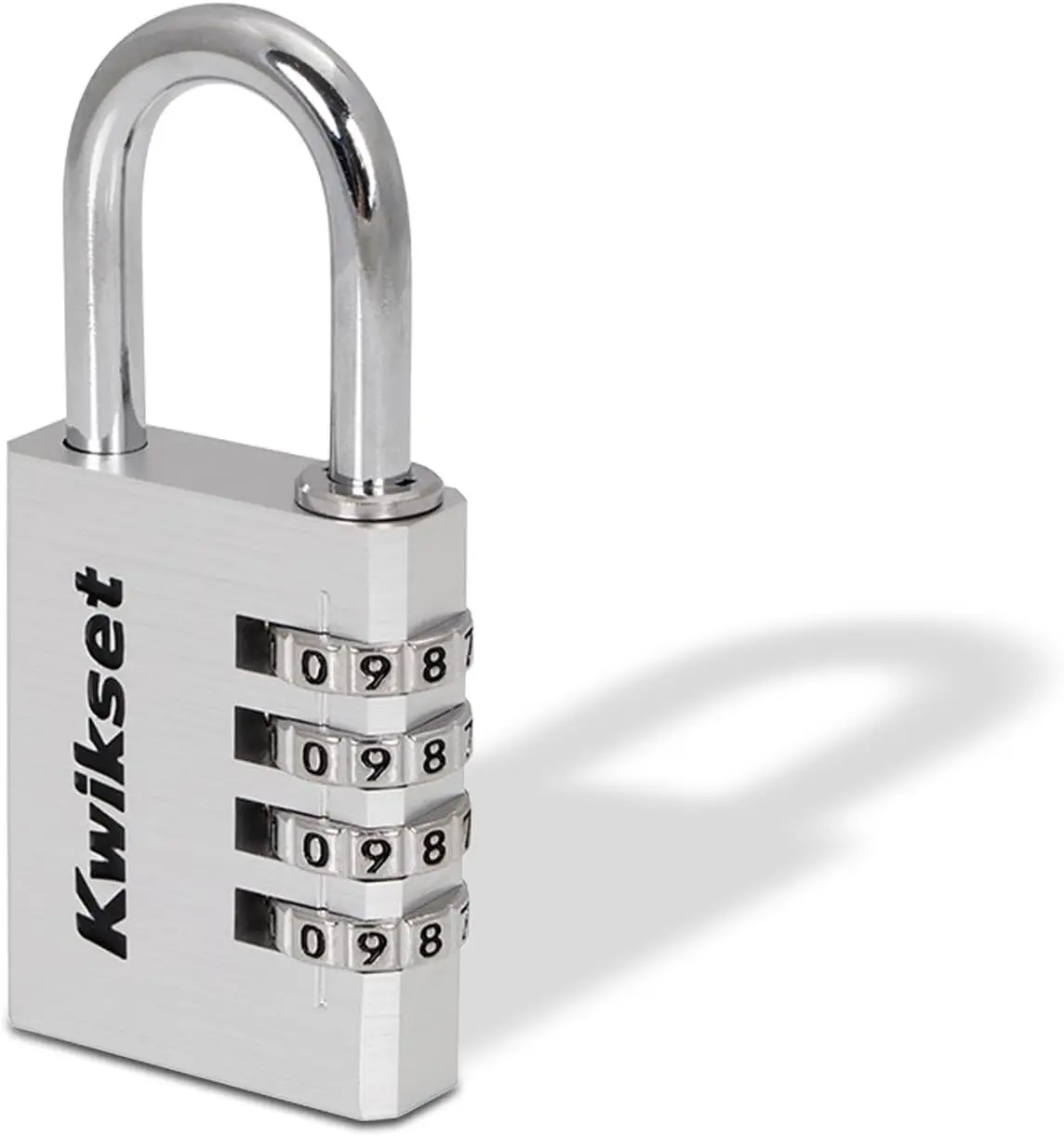 Kwikset Aluminum Resettable 4-Digit Combination Padlock, Outdoor Shed and Gate Lock, 1-1/2 in Body, 1-3/16 in Shackle, 1 Pack, Silver
Kwikset Aluminum Resettable 4-Digit Combination Padlock, Outdoor Shed and Gate Lock, 1-1/2 in Body, 1-3/16 in Shackle, 1 Pack, Silver