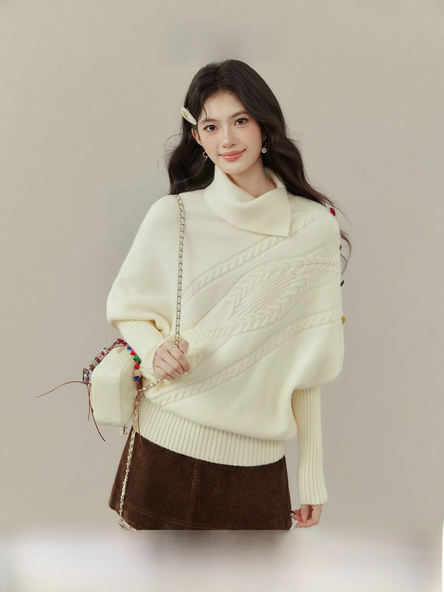 Ouyang Xi Winter High Collar Sweater Women's Batwing Sleeve Cowl Neck Knitwear Casual Style Inner Wear Top Female Teens
Ouyang Xi Winter High Collar Sweater Women's Batwing Sleeve Cowl Neck Knitwear Casual Style Inner Wear Top Female Teens