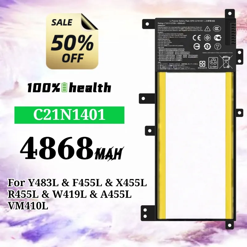 C21N1401 4868mAh Laptop Battery for ASUS Y483L/F455L/X455L/W419L/A455L Lithium Rechargeable Battery
C21N1401 4868mAh Laptop Battery for ASUS Y483L/F455L/X455L/W419L/A455L Lithium Rechargeable Battery